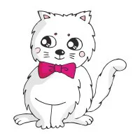 Цветной пример раскраски кот в бабочке