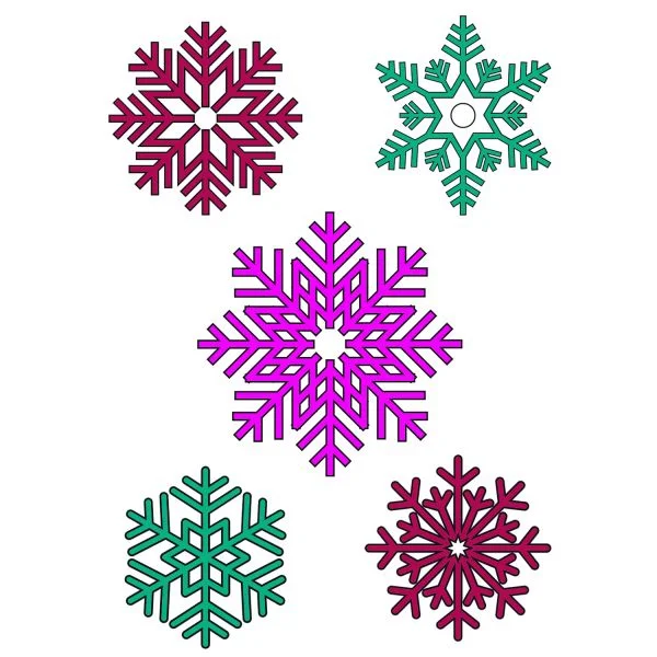 Цветной вариант раскраски большой выбор снежинок