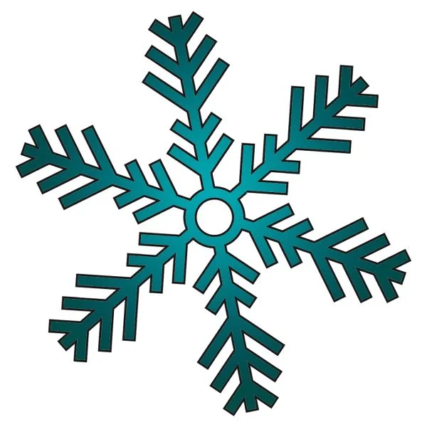 Цветной вариант раскраски простой формы снежинка