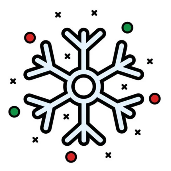 Цветной вариант раскраски снежинка со снегом