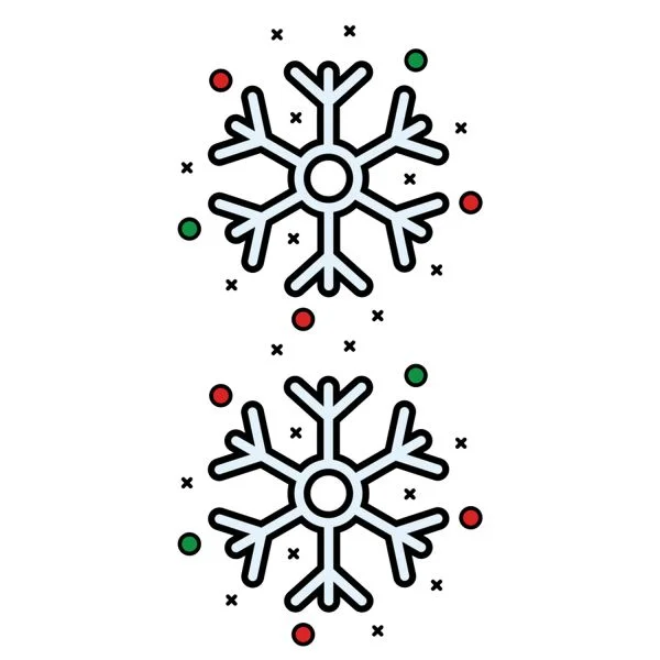 Цветной пример раскраски со снежком снежинка