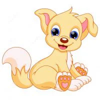 Цветной вариант раскраски щенок с пушистым хвостом