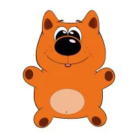 Цветной вариант раскраски кот-пузатик