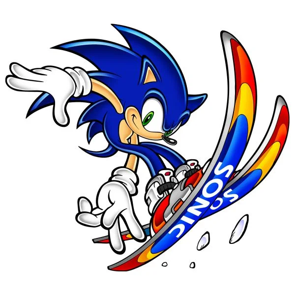 Цветной вариант раскраски соник катается на лыжах