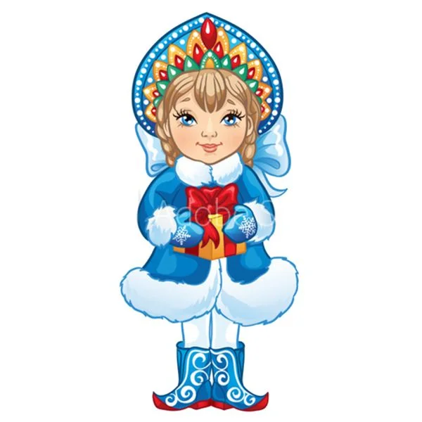 Цветной вариант раскраски с подарком в руках