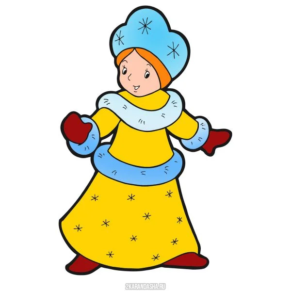 Цветной вариант раскраски добрая помощница деда мороза