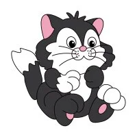 Цветной вариант раскраски котенок хулиган