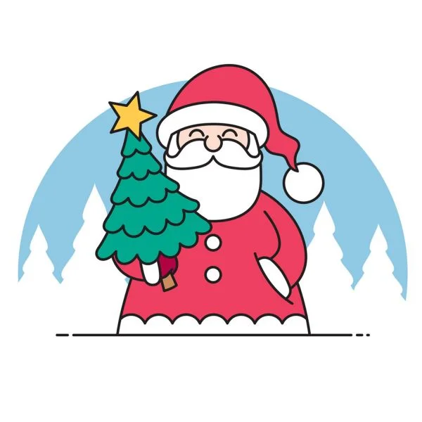 Цветной пример раскраски рисунок деда мороза