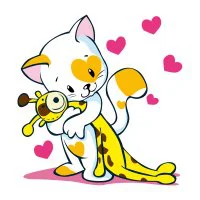 Цветной вариант раскраски миленький котенок