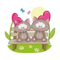 Цветной пример раскраски влюбленные котята