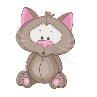 Цветной пример раскраски котенок милашка