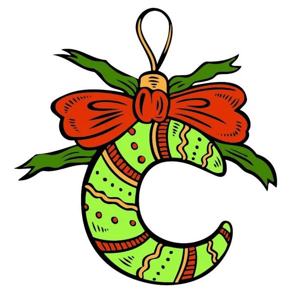 Цветной вариант раскраски месяц с бантиком