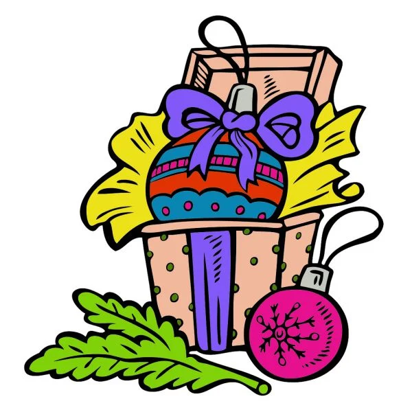 Цветной вариант раскраски в коробке шары