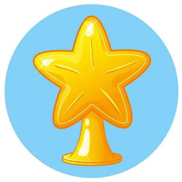 Цветной вариант раскраски новогодняя звезда на ёлку