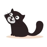 Цветной вариант раскраски простой кот