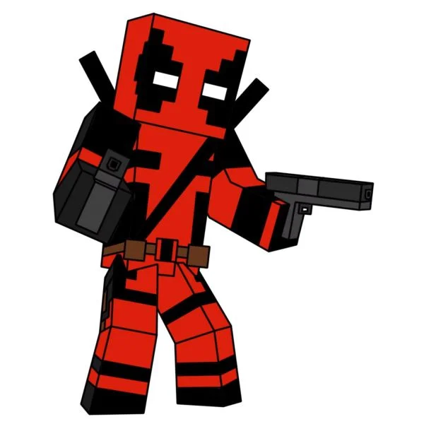 Цветной вариант раскраски дэдпул из игры