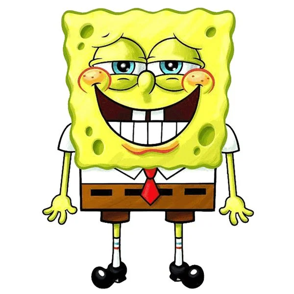 Цветной вариант раскраски губка боб неловко смеется
