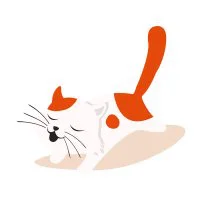 Цветной вариант раскраски кот потягивается