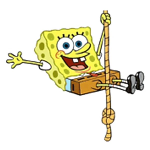 Цветной вариант раскраски губка боб катается на канате