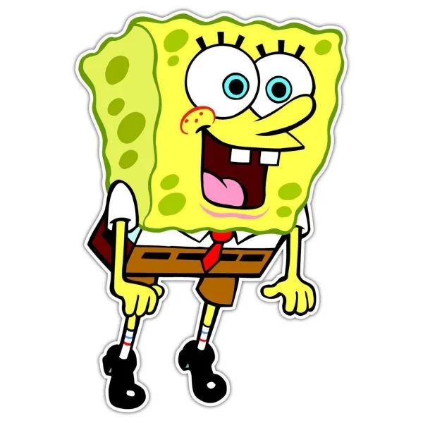 Цветной вариант раскраски губка боб в прыжке