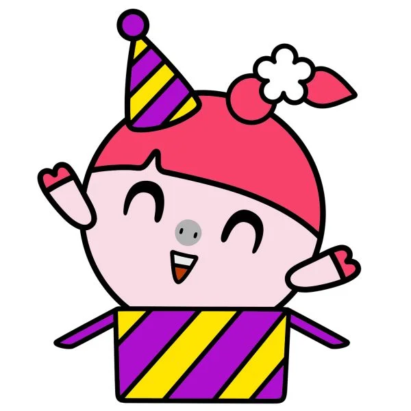 Цветной пример раскраски нюшенька празднует день рождения | малышарики