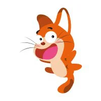 Цветной пример раскраски прыгающий котенок