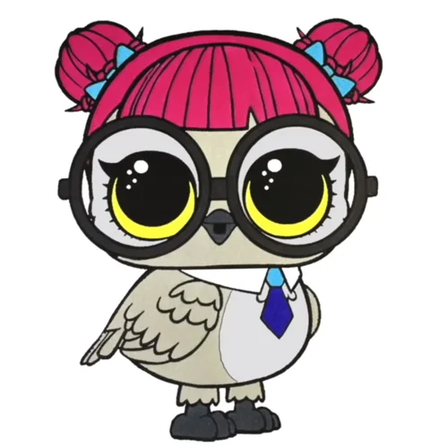 Цветной вариант раскраски лол питомцы сова с двумя хвостиками