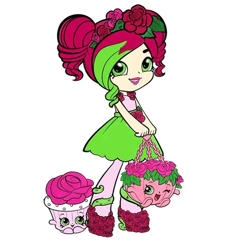 Цветной вариант раскраски шопкинс кукла рози блум с помощниками