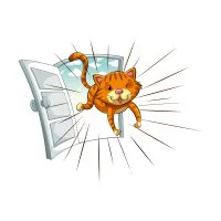 Цветной вариант раскраски кот ворвался