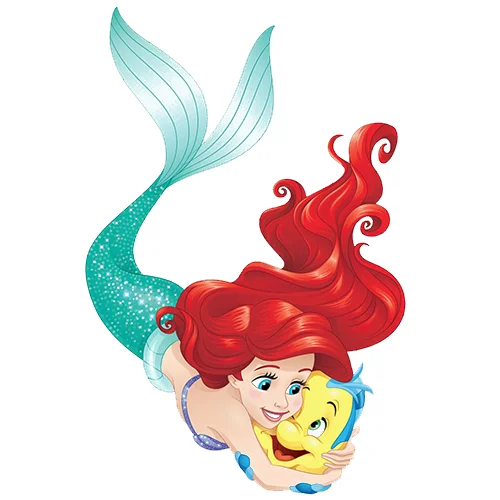 Цветной вариант раскраски русалочка ариэль и флаундер