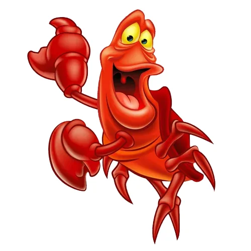 Цветной вариант раскраски себастьян друг русалочки ариэль