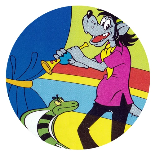 Цветной вариант раскраски волк и змея