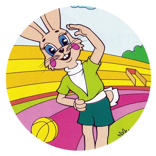 Цветной пример раскраски заяц делает зарядку