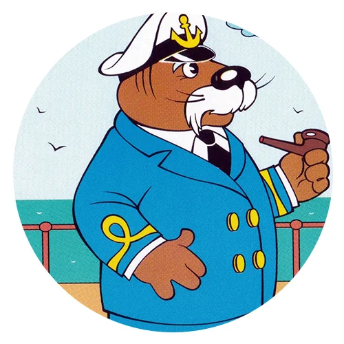 Цветной вариант раскраски капитан морж