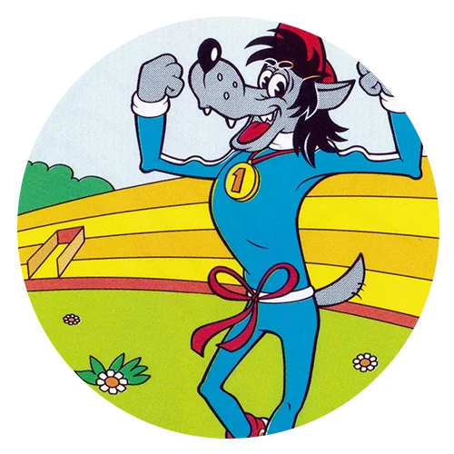 Цветной вариант раскраски волк и штанга