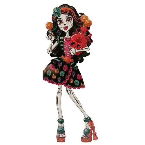 Цветной вариант раскраски монстр хай скелита калаверас