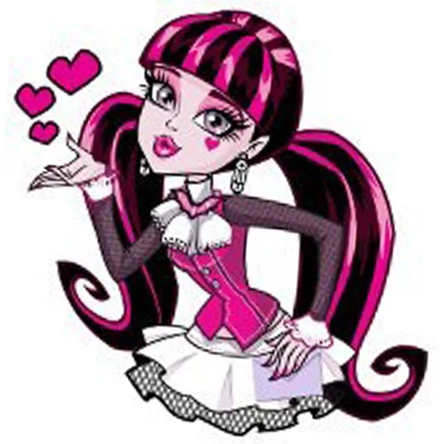 Цветной вариант раскраски дракулаура с сердечками монстр хай