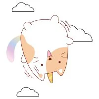 Цветной вариант раскраски кот-единорог в полете