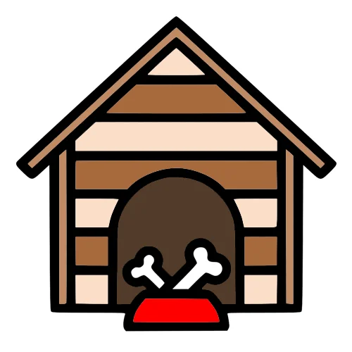 Цветной вариант раскраски домик собачки, будка