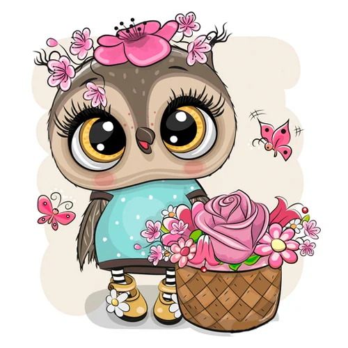 Цветной вариант раскраски милашка совушка