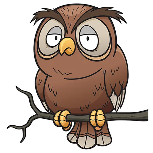 Цветной вариант раскраски мудрая сова