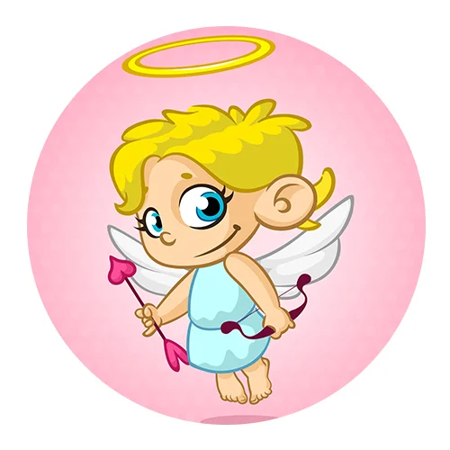 Цветной пример раскраски ангелок любви купидон