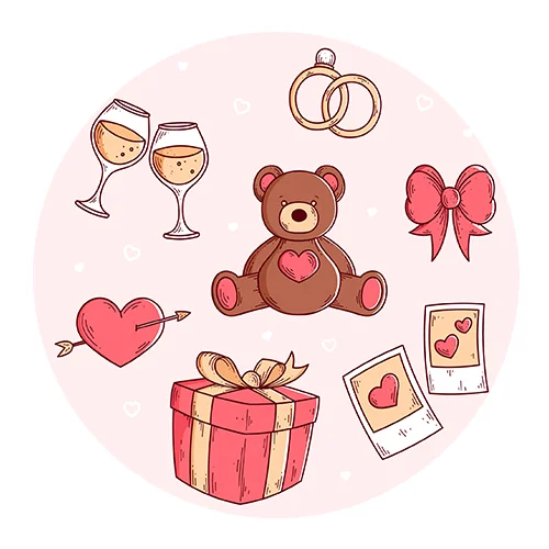 Цветной вариант раскраски милая картинка мишка, сердечко