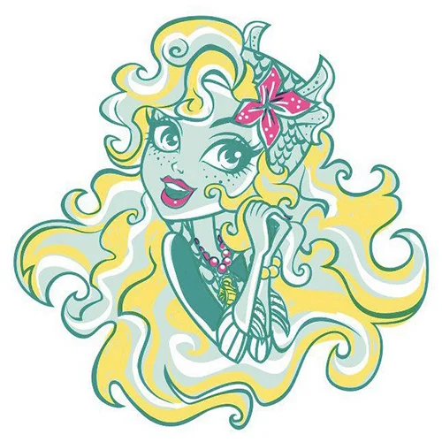 Цветной вариант раскраски монстр хай лагуна блю с шикарными волосами