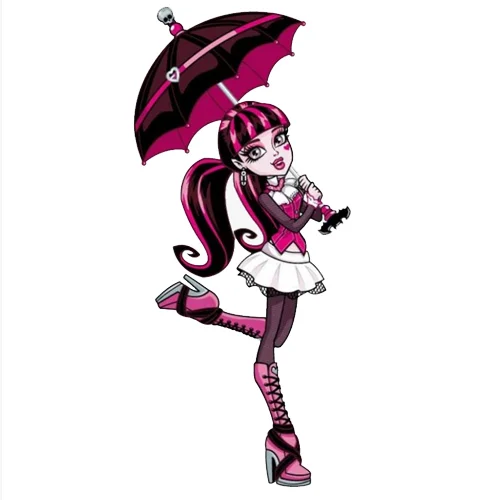 Цветной вариант раскраски монстр хай дракулаура под зонтиком