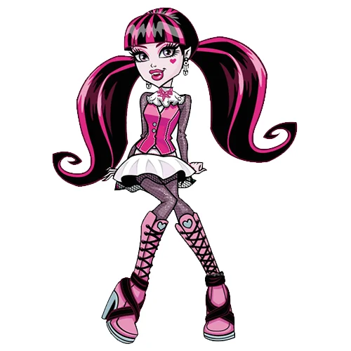Цветной вариант раскраски дракулаура с двумя хвостиками монстр хай