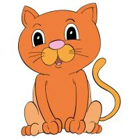 Цветной вариант раскраски котик