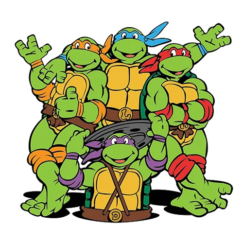 Цветной вариант раскраски любимые черепашки-ниндзя в сборе
