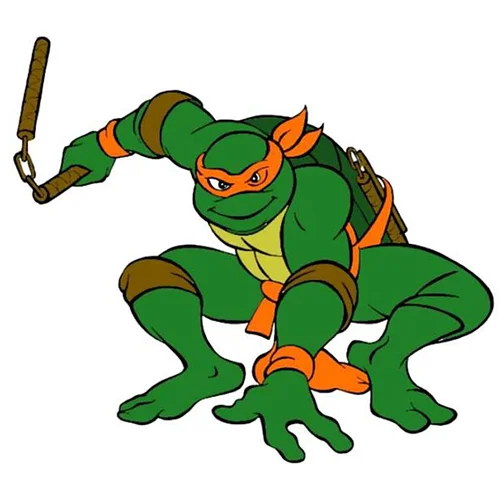 Цветной вариант раскраски микеланджело черепашка-ниндзя