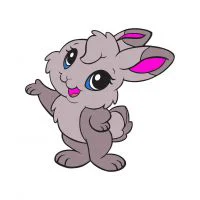 Цветной вариант раскраски девочка кролик